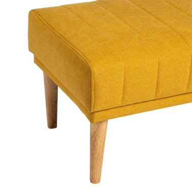 Banqueta tapizada mostaza patas de madera BARI