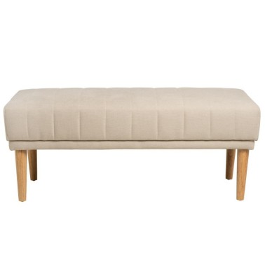 Banqueta tapizada beige patas de madera BARI