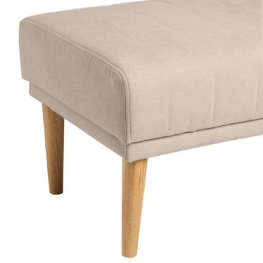 Banqueta tapizada beige patas de madera BARI