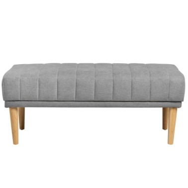 Banqueta tapizada gris patas de madera BARI