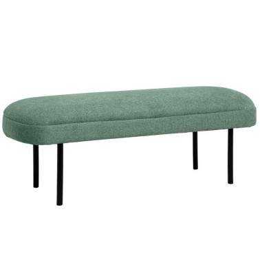 Banqueta para dormitorio tapizado menta con patas metalicas