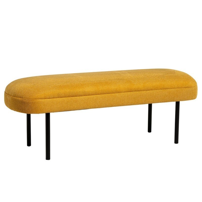 Banqueta tapizada mostaza patas metal negro MARSELLA