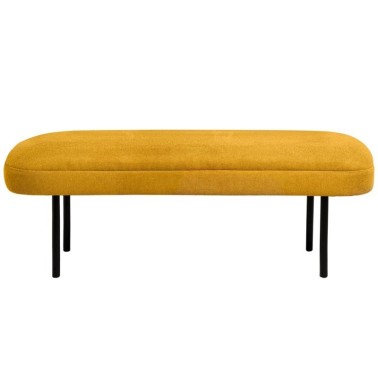 Banqueta tapizada mostaza patas metal negro MARSELLA