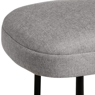 Banqueta tapizada gris patas metal negro MARSELLA