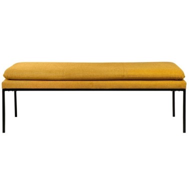 Banqueta tapizada mostaza patas metal negro TURIN