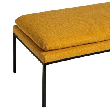 Banqueta tapizada mostaza patas metal negro TURIN