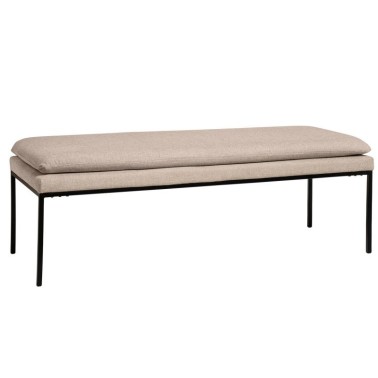 Banqueta tapizada beige patas metal negro TURIN