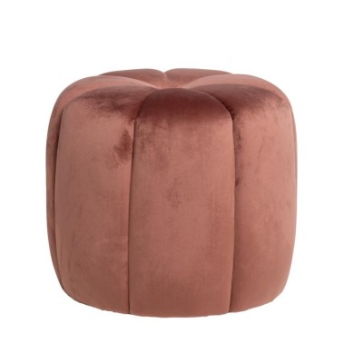 Puff redondo tapizado en tercipelo rosa