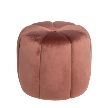 Puff redondo tapizado terciopelo rosa BERTO