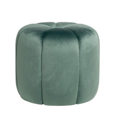 Puff redondo tapizado terciopelo turquesa