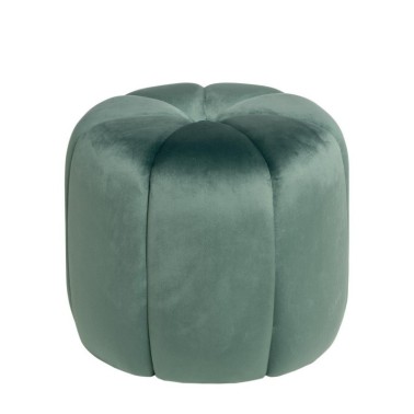 Puff redondo tapizado terciopelo turquesa BERTO
