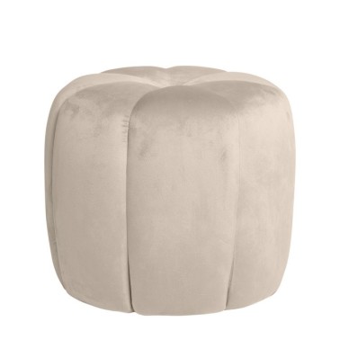 Puff redondo tapizado terciopelo beige BERTO