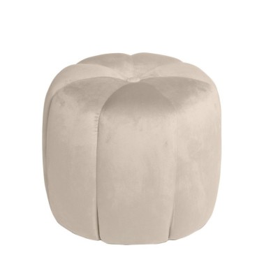 Puff redondo tapizado terciopelo beige BERTO