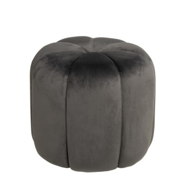 Puff redondo tapizado terciopelo gris BERTO