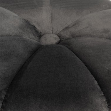 Puff redondo tapizado terciopelo gris BERTO