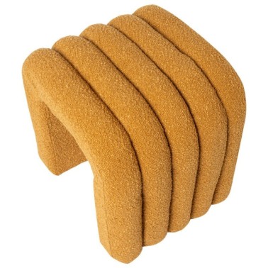 Puff tapizado en tela borreguito color mostaza EDY