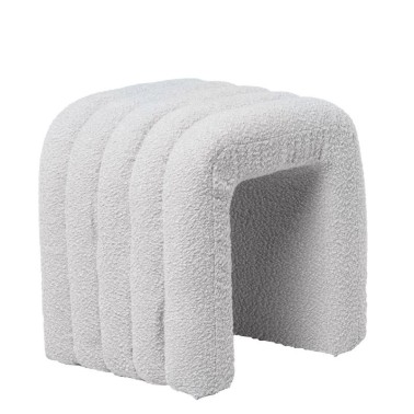 Puff tapizado en tela borreguito color gris EDY