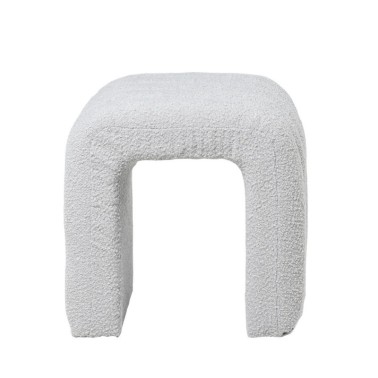 Puff tapizado en tela borreguito color gris EDY