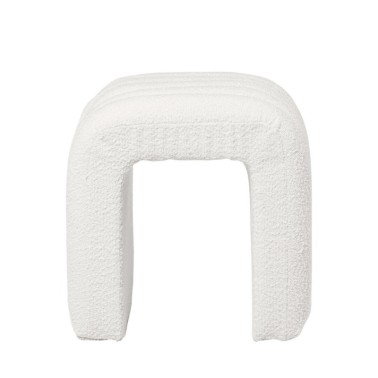 Puff tapizado en tela borreguito color blanco EDY