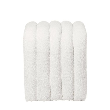 Puff tapizado en tela borreguito color blanco EDY