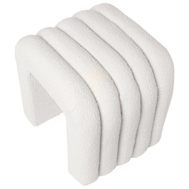 Puff tapizado en tela borreguito color blanco EDY
