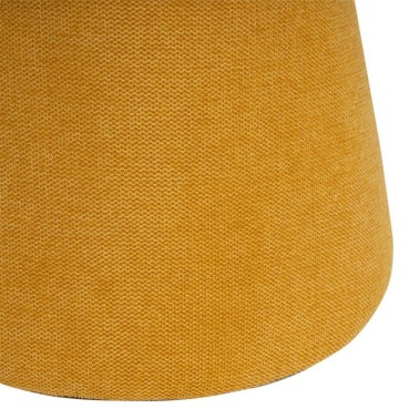 Puff redondo tapizado tela color mostaza ALBIN