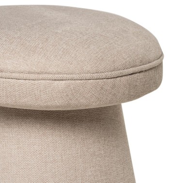 Puff redondo tapizado tela color beige ALBIN