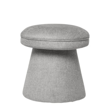 Puff redondo tapizado tela color gris ALBIN