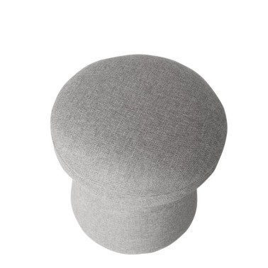 Puff redondo tapizado tela color gris ALBIN