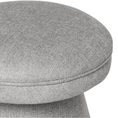 Puff redondo tapizado tela color gris ALBIN