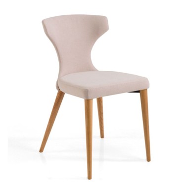 Silla tapizada con patas de madera modelo Sophie A