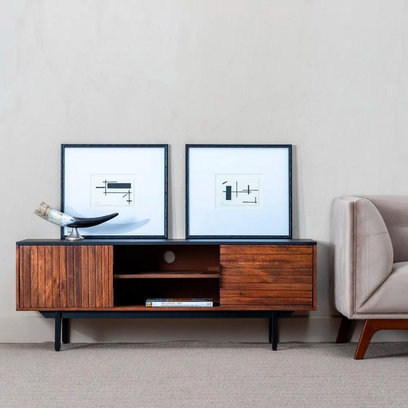 Mueble de Tv en hierro y madera con ancho de 140 cm