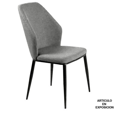 Hera - silla tapizada gris patas metalicas negras