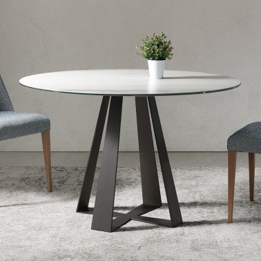 Vera mesa de centro redonda de madera y metal | Banak