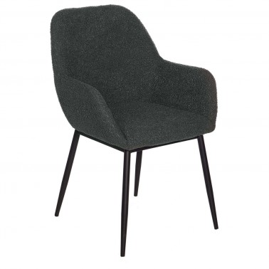 silla tapizado borreguito gris oscuro con patas metalicas negras