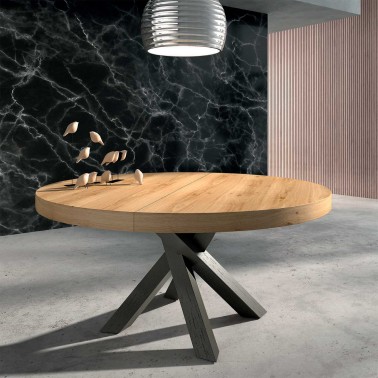 mesa redonda extensible madera roble