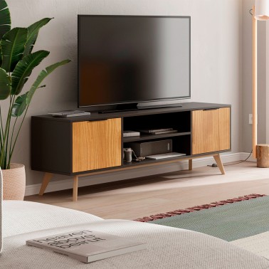 Mueble TV BASIC negro mate/ pero 140 x 56 x 43 cm