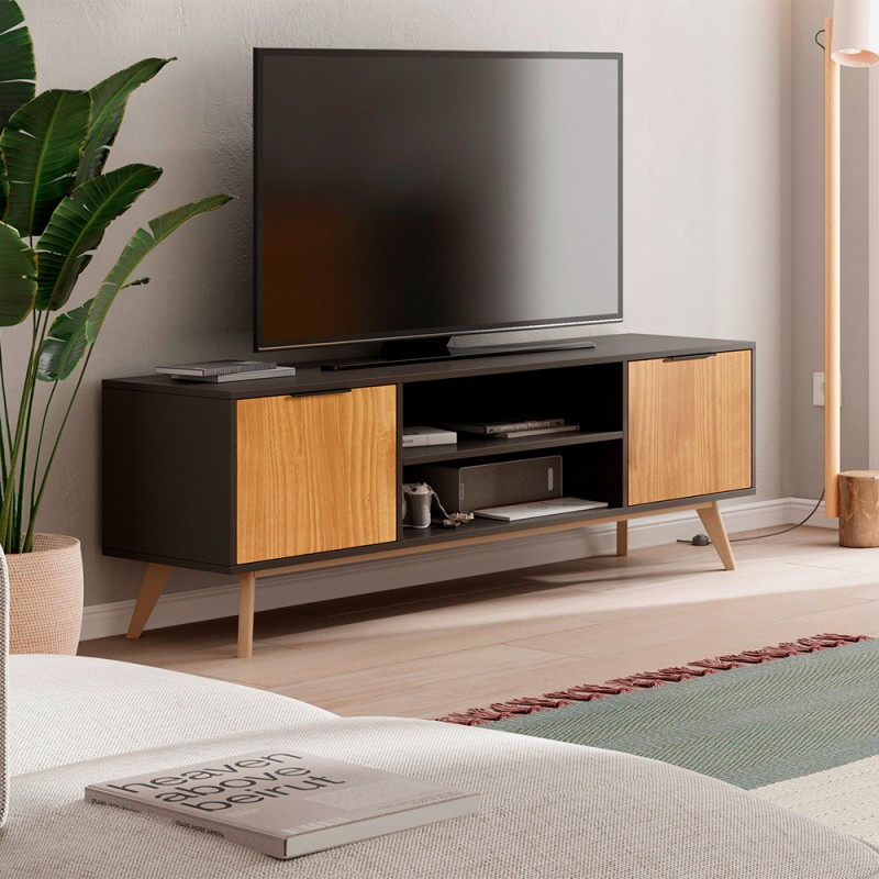 Mueble Tv 140 cm de estilo nordico en madera de pino