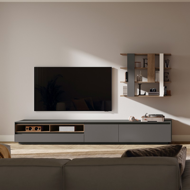 Mueble de TV de 317 cm con estante colgado Lio