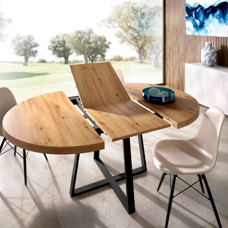 Mesa redonda extensible 110 cm diametro patas metalica UDO