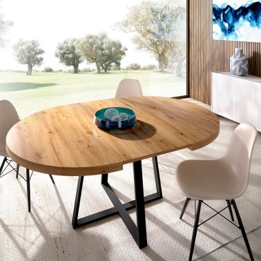 Mesa redonda extensible 110 cm diametro patas metalica UDO