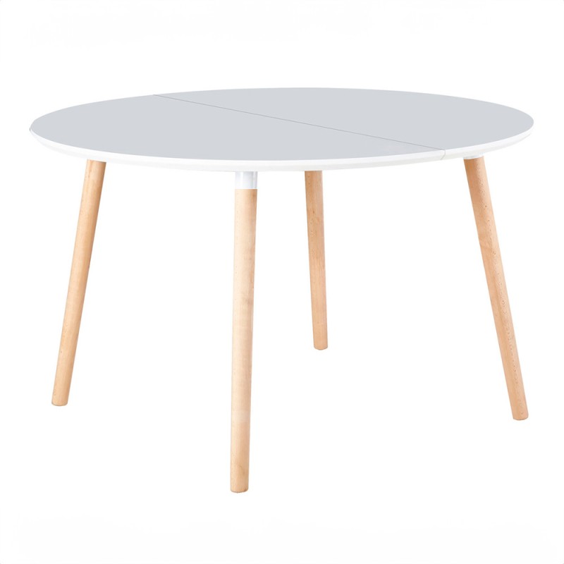 mesa redonda extenisble de estilo nordico en diametro de 100 cm