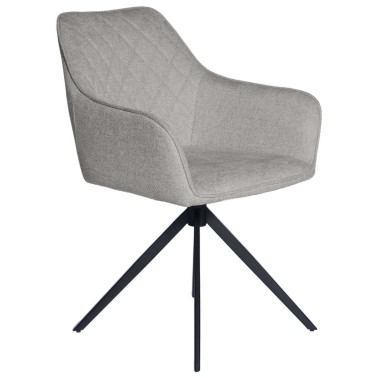 Silla tapizada con patas metalicas centrales negras