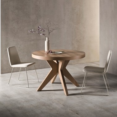 Mesa redonda extensible de madera Roma