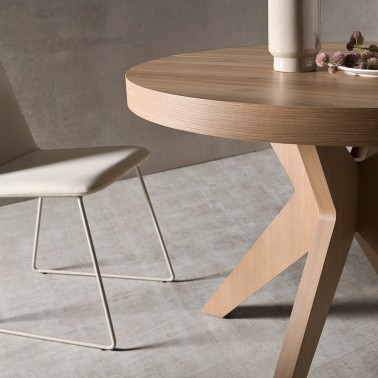 Mesa comedor redonda extensible madera de roble