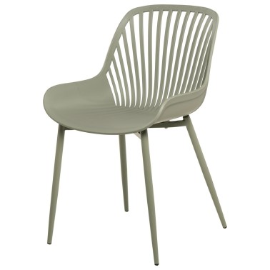 Silla verde en polipropileno y patas metalicas RANIA
