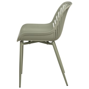 Silla verde en polipropileni y patas metalicas Rania