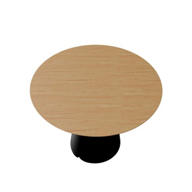 Mesa de comedor redonda 100 cm en roble y pata metal negro