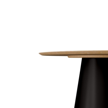 Mesa de comedor redonda 100 cm en roble y pata metal negro