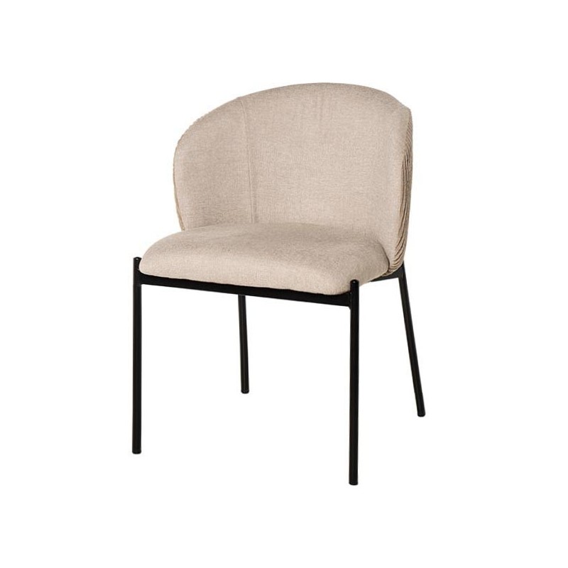 Silla tapizado beige con patas metalicas negras